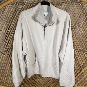 aerie half-zip sweatshirt in light beige